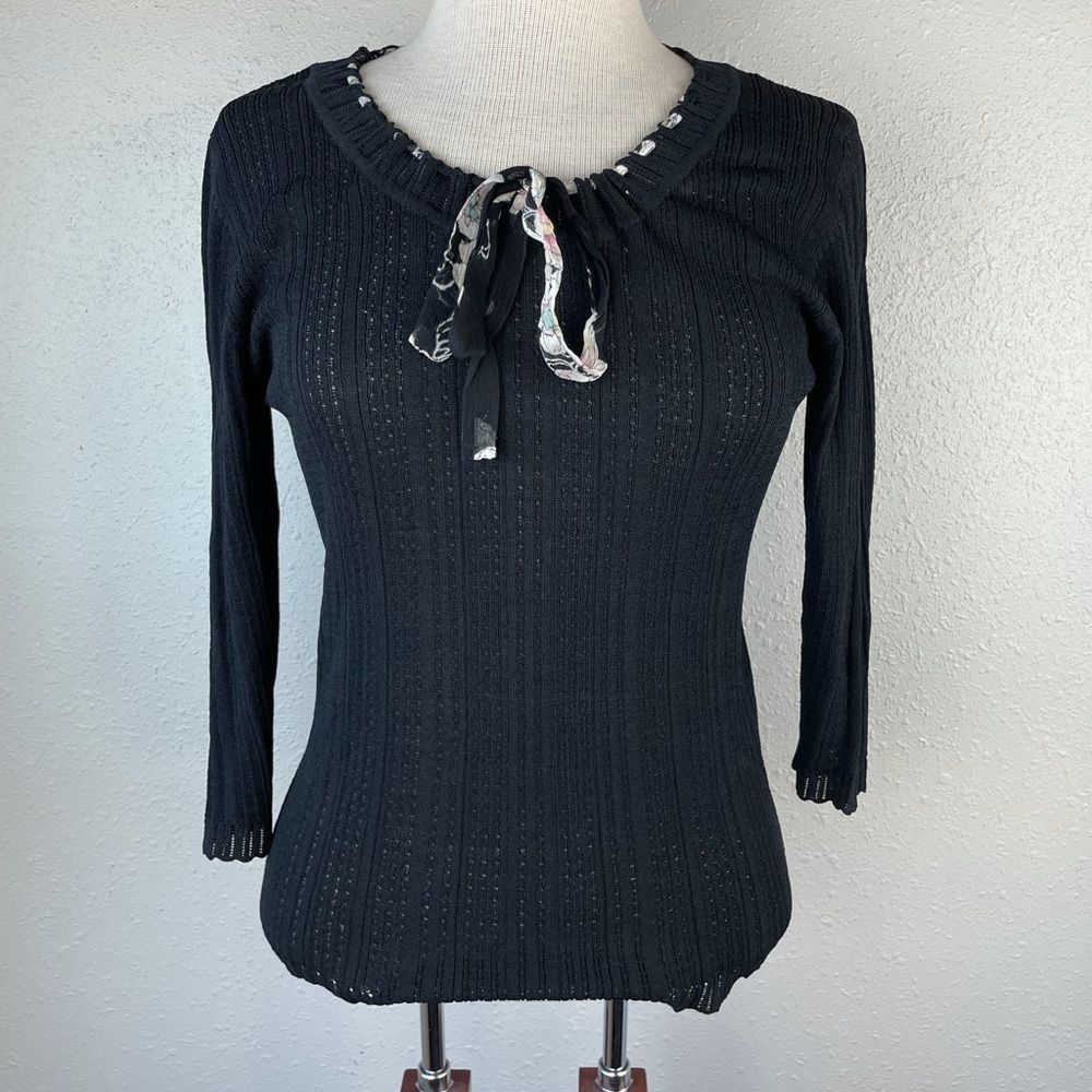 Josephine Chaus Black Stretch Top Size M EUC